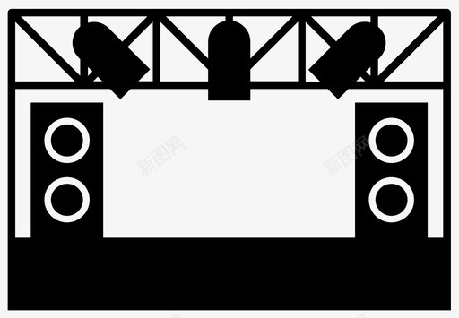 舞台灯具矢量舞台音乐会活动图标图标
