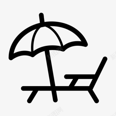 雨伞海滩沙滩长椅图标图标