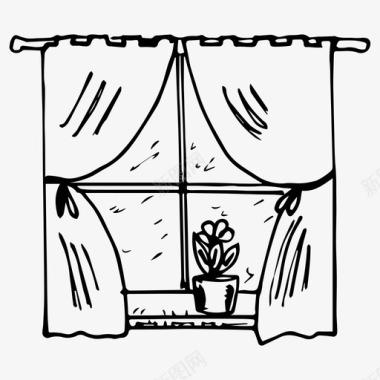 窗户窗帘房子图标图标