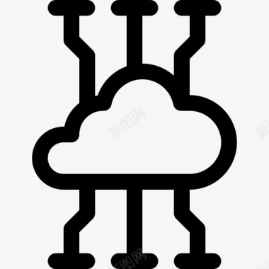 云存储云web托管49线性图标图标