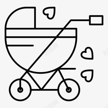 婴儿车母亲节快乐图标图标