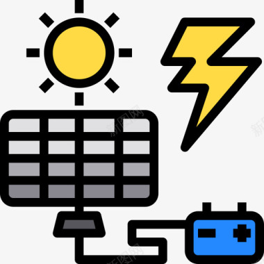 电池能量太阳能电池电2线性颜色图标图标