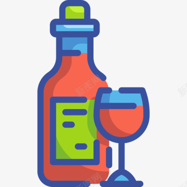 食物和饮料葡萄酒饮料25线性颜色图标图标