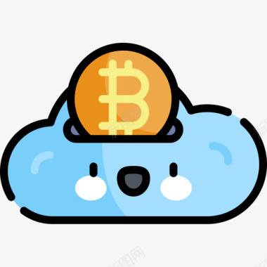 云服务器云加密货币47线性颜色图标图标