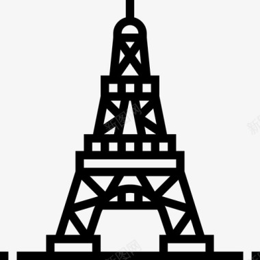 埃菲尔铁塔法国符号直线图标图标