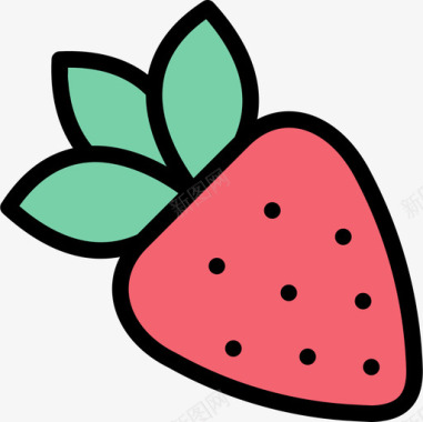 草莓水果和蔬菜23线形颜色图标图标