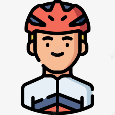 自行车运动员运动头像14线性颜色图标图标