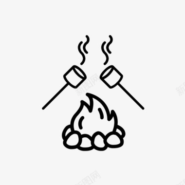 烤棉花糖篝火烟雾图标图标