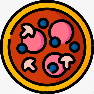 庆祝披萨派对庆祝13线性颜色图标图标