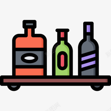 瓶子46号酒吧彩色图标图标