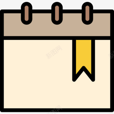 书签日历书签标签4线性颜色图标图标