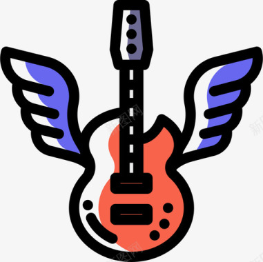 电吉他摇滚6颜色省略图标图标
