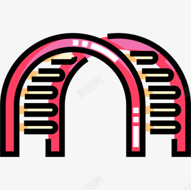 乐园素材楼梯游乐园26线性颜色图标图标