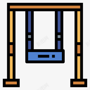 秋千游乐场42线性颜色图标图标