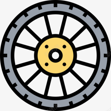 汽车功能图标车轮汽车零件10线颜色图标图标