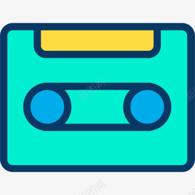 音乐晚会盒式磁带音乐69线性彩色图标图标