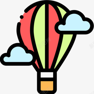 气球气球城市公园9线性颜色图标图标