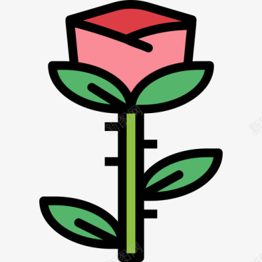 玫瑰153号婚礼直线颜色图标图标