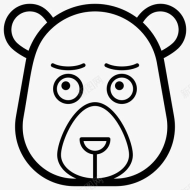 悲伤的熊熊头表情符号图标图标