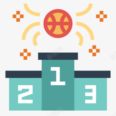 人物篮球领奖台篮球16号平坦图标图标