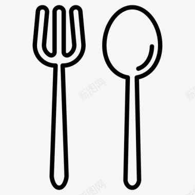 叉子和勺子厨房用具餐具图标图标