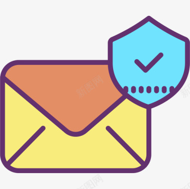 公共标识安全电子邮件安全14线性颜色图标图标
