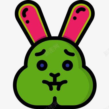 兔子兔子化身5线性颜色图标图标