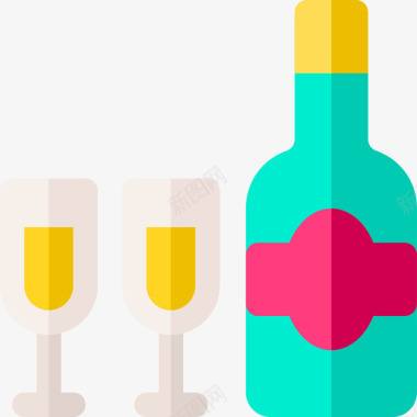 庆典酒瓶派对庆典9号扁平图标图标