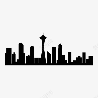 西雅图天际线摩天大楼旅游图标图标