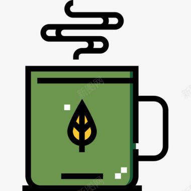 茶杯秋42线色图标图标
