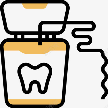 黄色礼物盒牙线牙科21黄色阴影图标图标