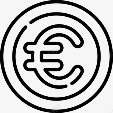 火焰欧元图标欧元货币6线性图标图标
