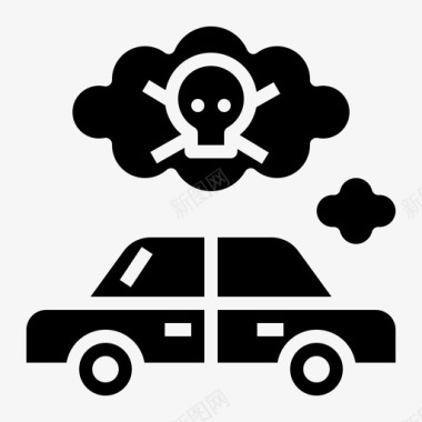 汽车污染一氧化碳烟雾图标图标