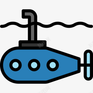 100烦恼潜艇运输100线性颜色图标图标