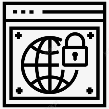 搜索引擎优化全网络安全浏览器锁信息安全图标图标