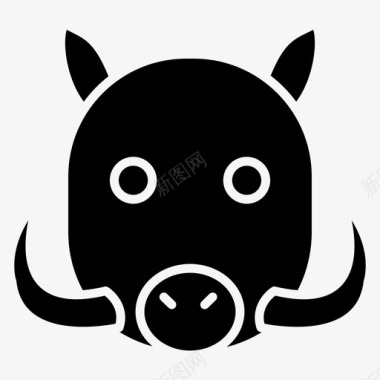 野猪动物脸图标图标
