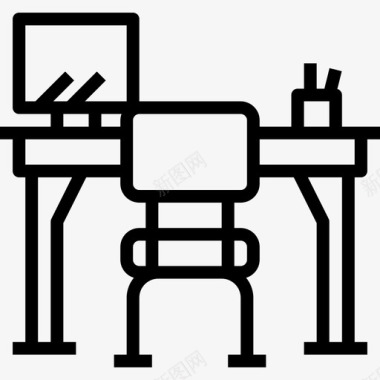 大学宿舍书桌大学32直线图标图标