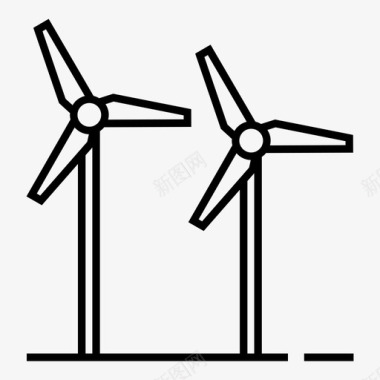 风车风车发电厂风能图标图标