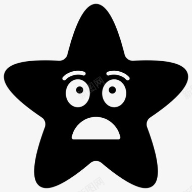 悲伤的星星脸表情符号情感图标图标