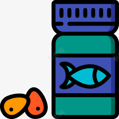 鳕鱼饮食营养4线色图标图标