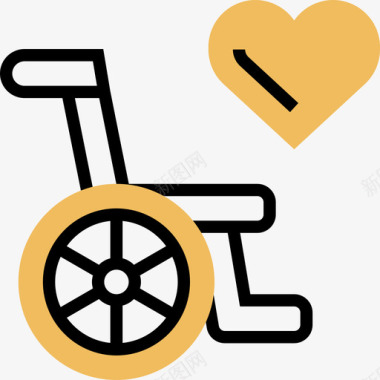 轮椅慈善元素5黄影图标图标