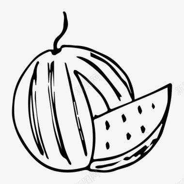 西瓜水果素描图标图标