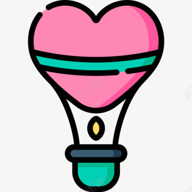 气球热气球情人节69线性颜色图标图标