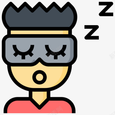 睡眠面膜睡眠时间21线性颜色图标图标