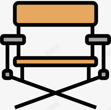 导演椅电影工业4线性颜色图标图标