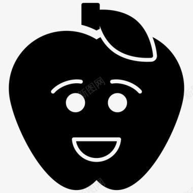 微笑的苹果表情符号情感图标图标