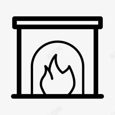 壁炉燃烧圣诞节图标图标