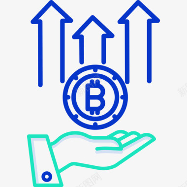 5花瓣增长比特币加密货币5轮廓颜色图标图标