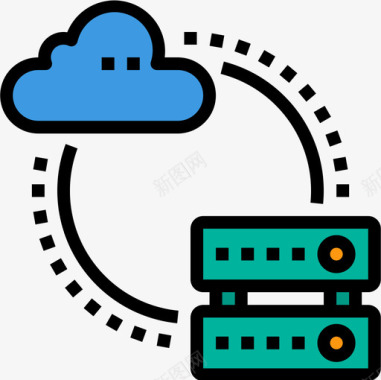 在云的图标云计算云技术23线性颜色图标图标