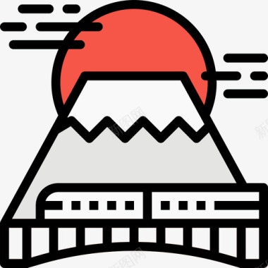 富士山日本53线性颜色图标图标